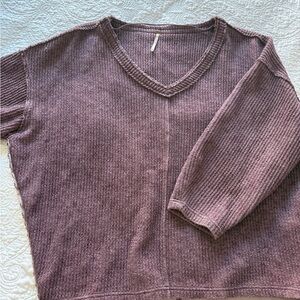 Free People Heathered Purple Knit Sweater